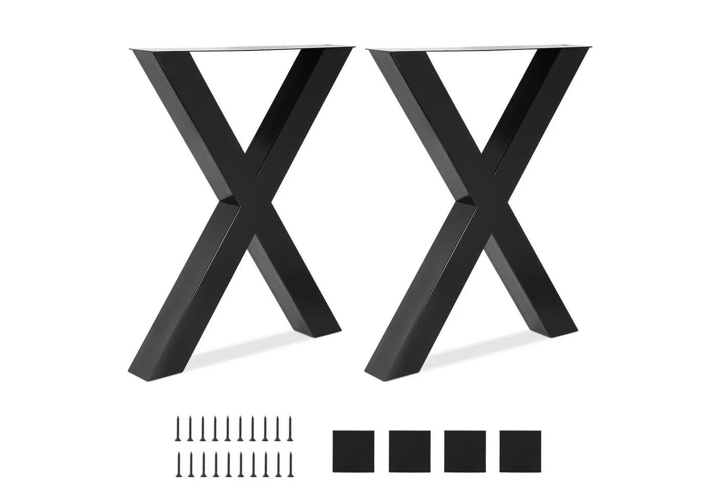 GarveeMore Tischbein 2er Set Tischfüße X pulverbeschichtete Stahl Industriedesign, Tischgestell Kreuzgestell 60x72 cm Metall Tischkufen - Bild 2