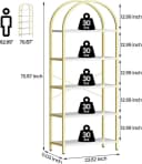 GarveeMore Bücherregal, Standregal mit 5 Ebenen, aus Metall und Marmor, 180x60x28cm Bild 3