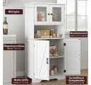 GarveeMore Hochschrank mit 4 Türen, Hochschrank Buffetschrank mit verstellbarem Einlegeboden Vitrinenschrank Bild 3