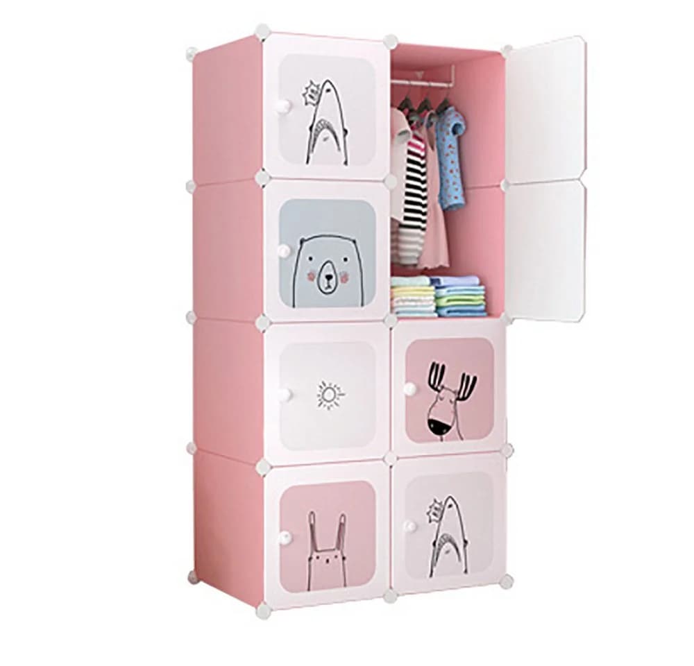 GarveeMore Kinderkleiderschrank Rosa 8 Würfel Kunststoff - Bild 2