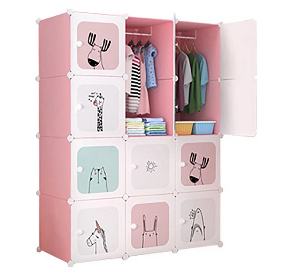 GarveeMore Kinderkleiderschrank Rosa 8 Würfel Kunststoff - Bild 2