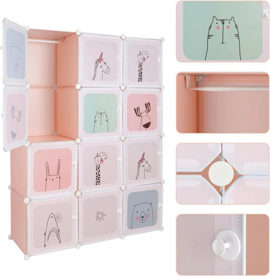 GarveeMore Kinderkleiderschrank Rosa 8 Würfel Kunststoff - Bild 4