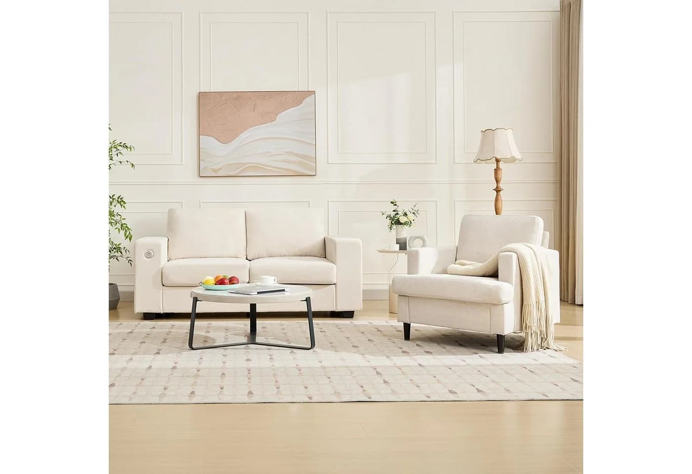 GarveeMore Sessel mit Massivholzrahmen und Relaxfunktion Beige - Bild 3