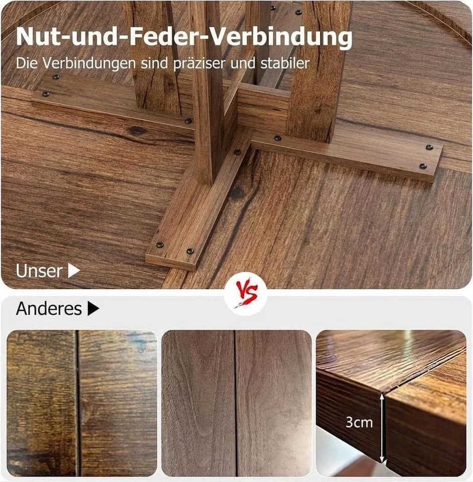 GarveeMore Esstisch 47 Zoll Holz Landhausstil 4 Personen - Bild 4