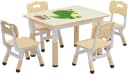 GarveeMore Kindertisch mit 4 Stühlen, 80x60 cm, Höhenverstellbar, Plastik Bild 3