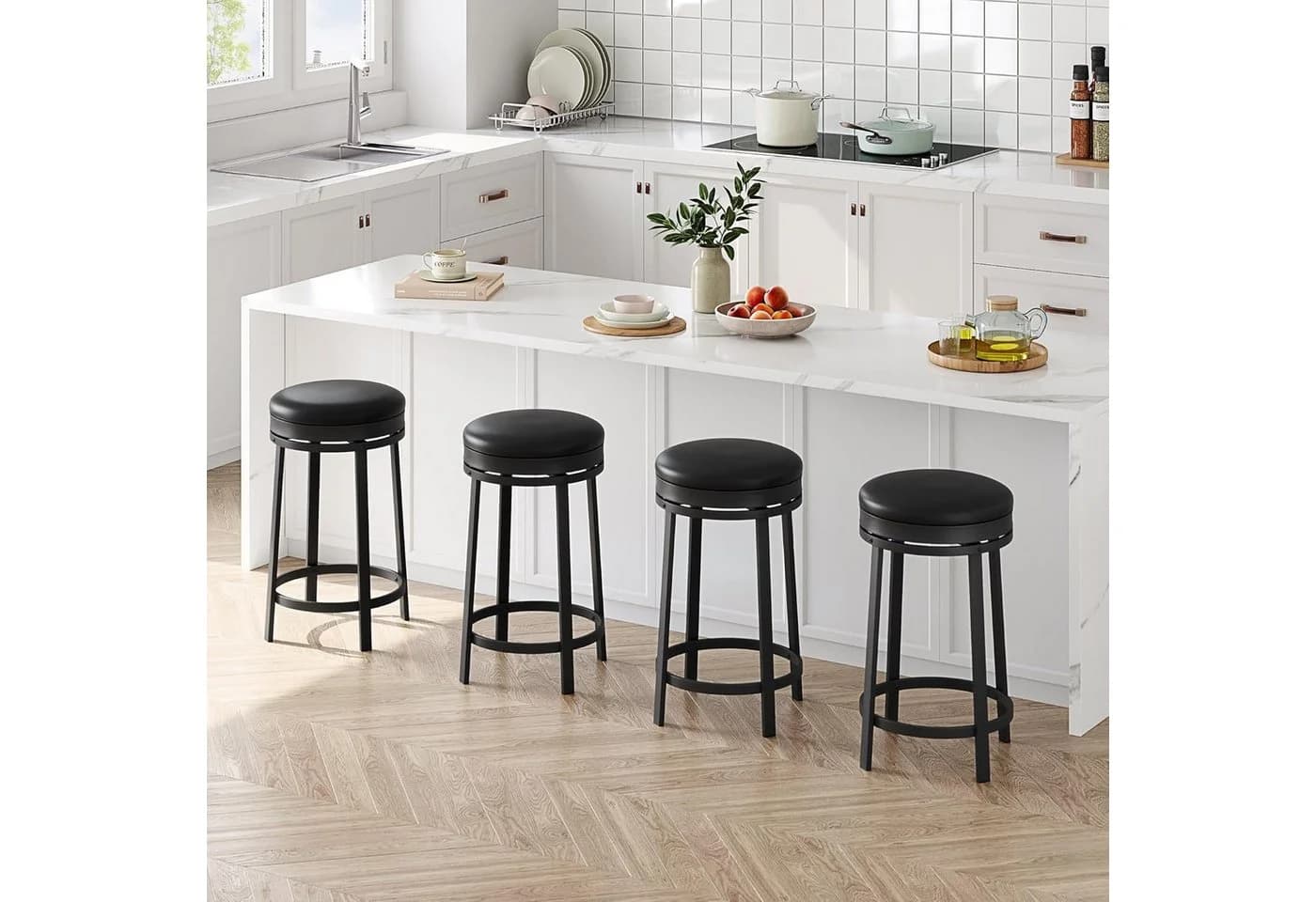 GarveeMore Barhocker Drehhocker Kunstleder 360° Drehbar