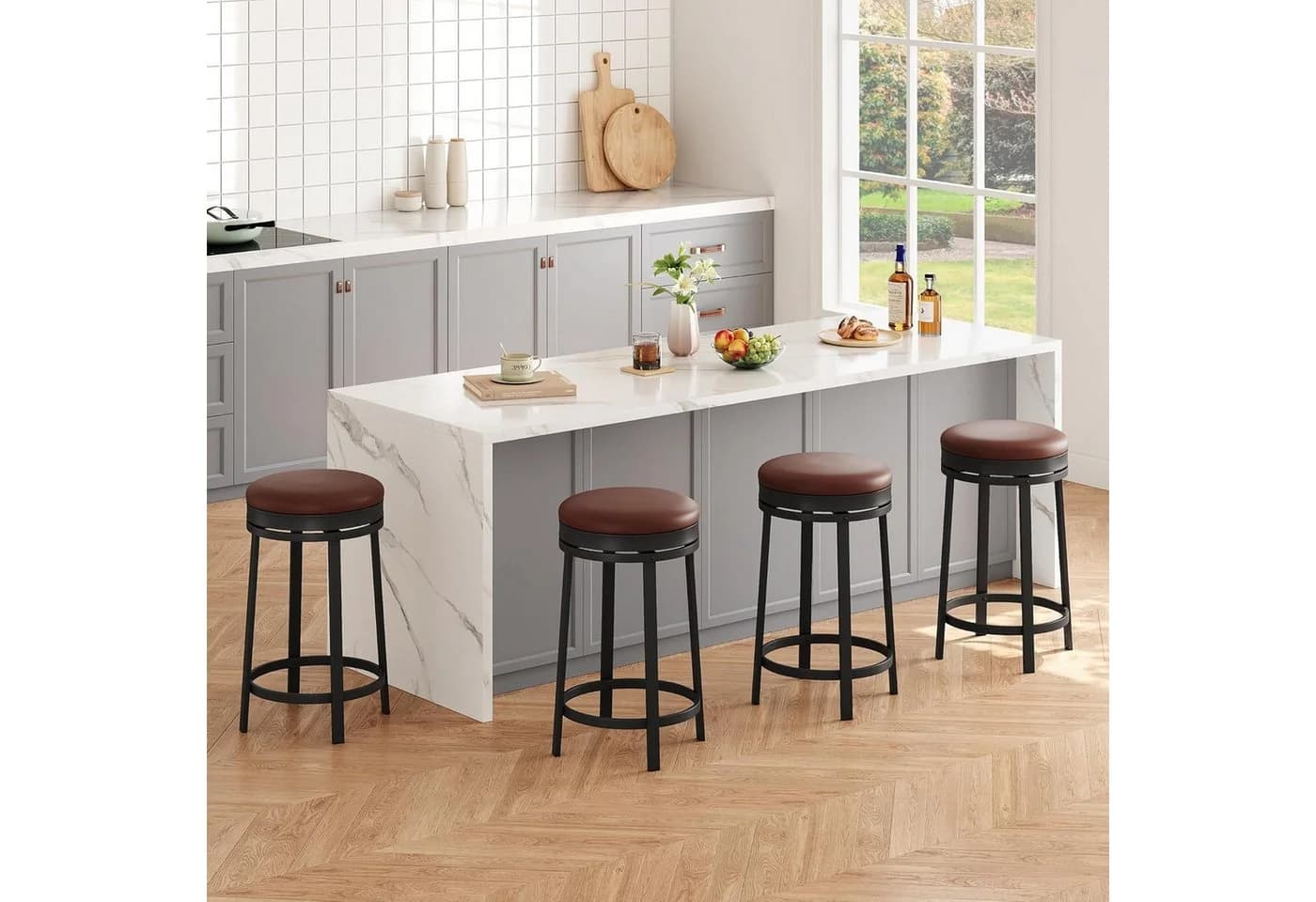 GarveeMore Barhocker Drehhocker Kunstleder 360° Drehbar