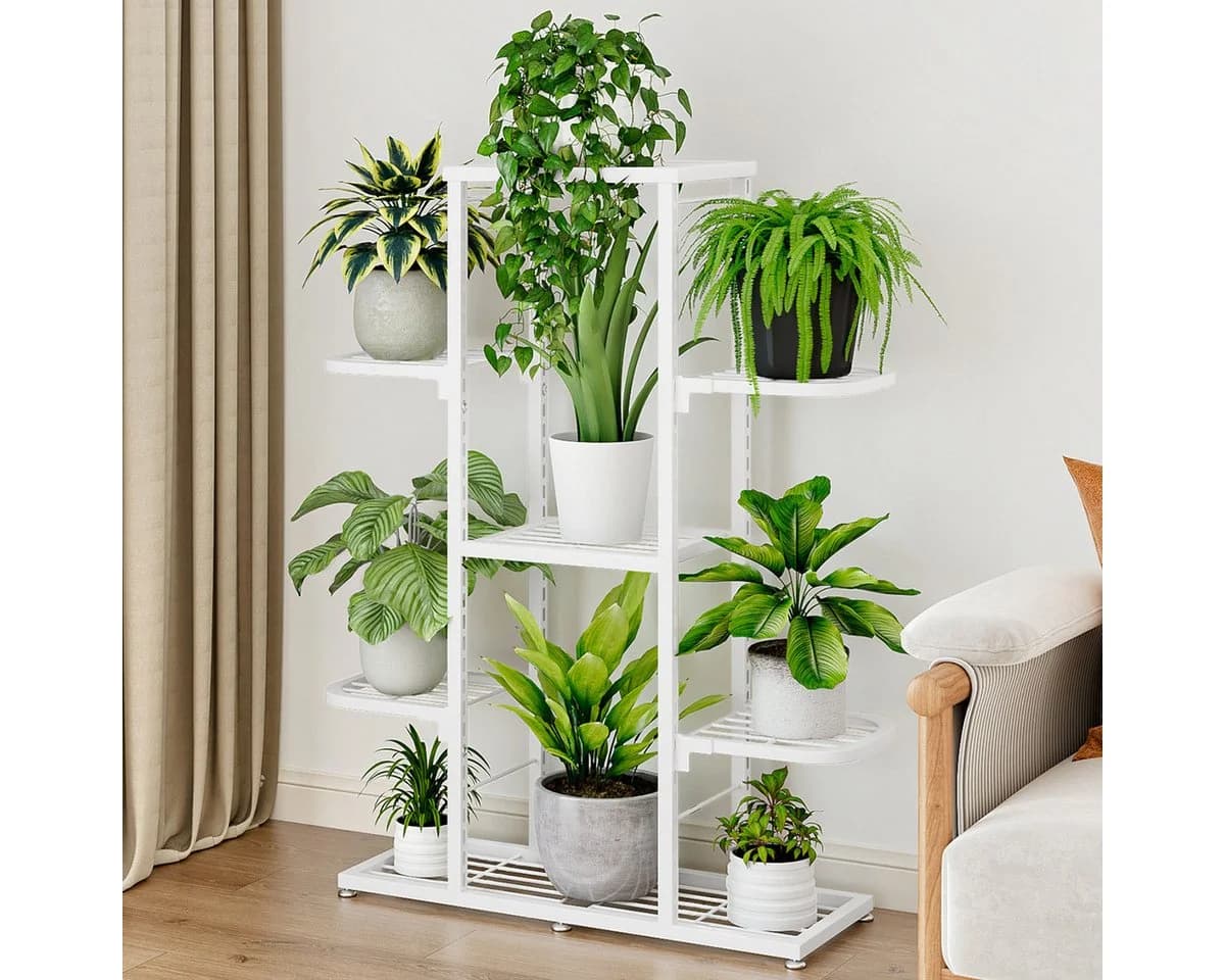 GarveeMore Blumenständer 5/7 Etagen Metall Weiß Über Eck