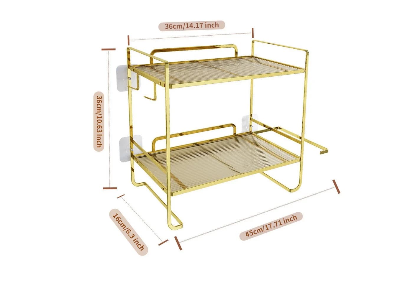 GarveeMore Badregal Über der Toilette 2-Tier Gold Metall mit Acryl - Bild 4
