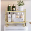 GarveeMore Badregal Über der Toilette 2-Tier Gold Metall mit Acryl Bild 5