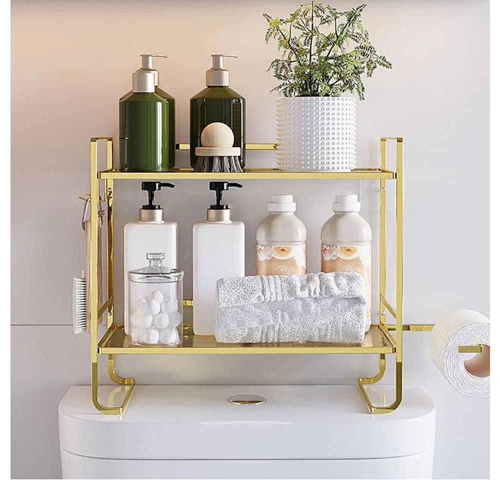 GarveeMore Badregal Über der Toilette 2-Tier Gold Metall mit Acryl - Bild 5