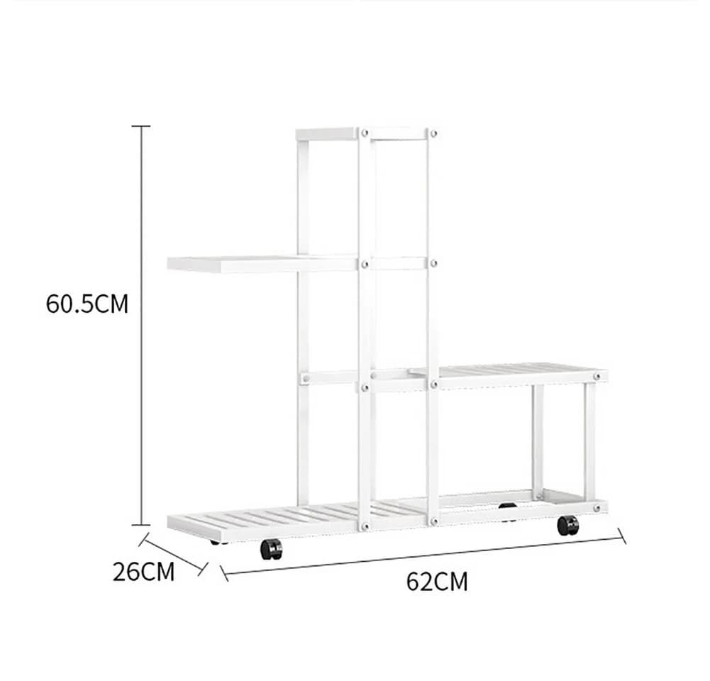 GarveeMore Blumenständer Pflanzenständer Schmiedeeisen Rack Organizer mit Rädern
