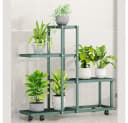 GarveeMore Blumenständer Pflanzenständer Schmiedeeisen Rack Organizer mit Rädern Bild 2