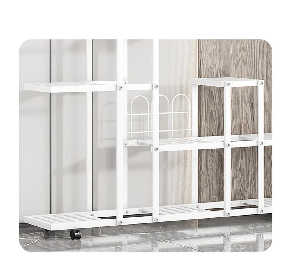 GarveeMore Blumenständer Pflanzenständer Schmiedeeisen Rack Organizer mit Rädern - Bild 5