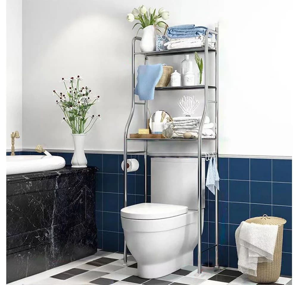 GarveeMore Badregal Metall über der Toilette mit Handtuchhaken - Bild 2