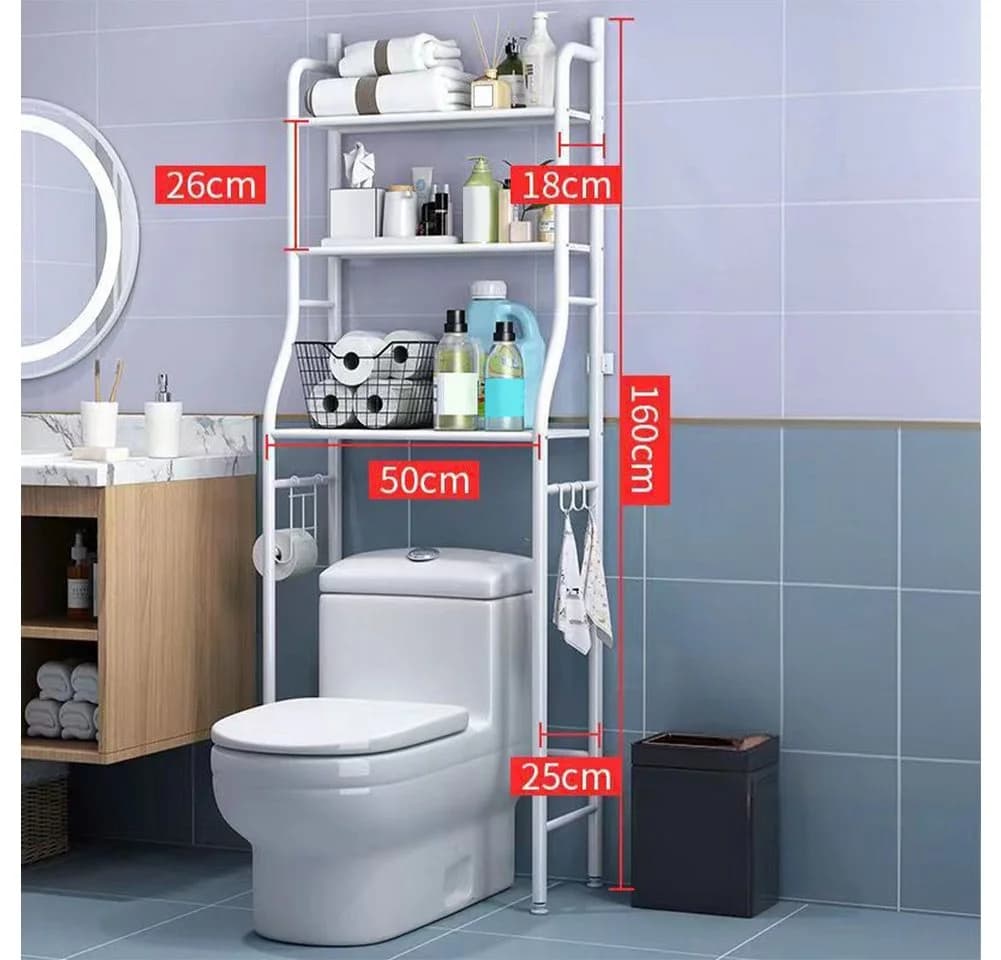 GarveeMore Badregal Metall-Organisationsregal über der Toilette Weiß - Bild 3