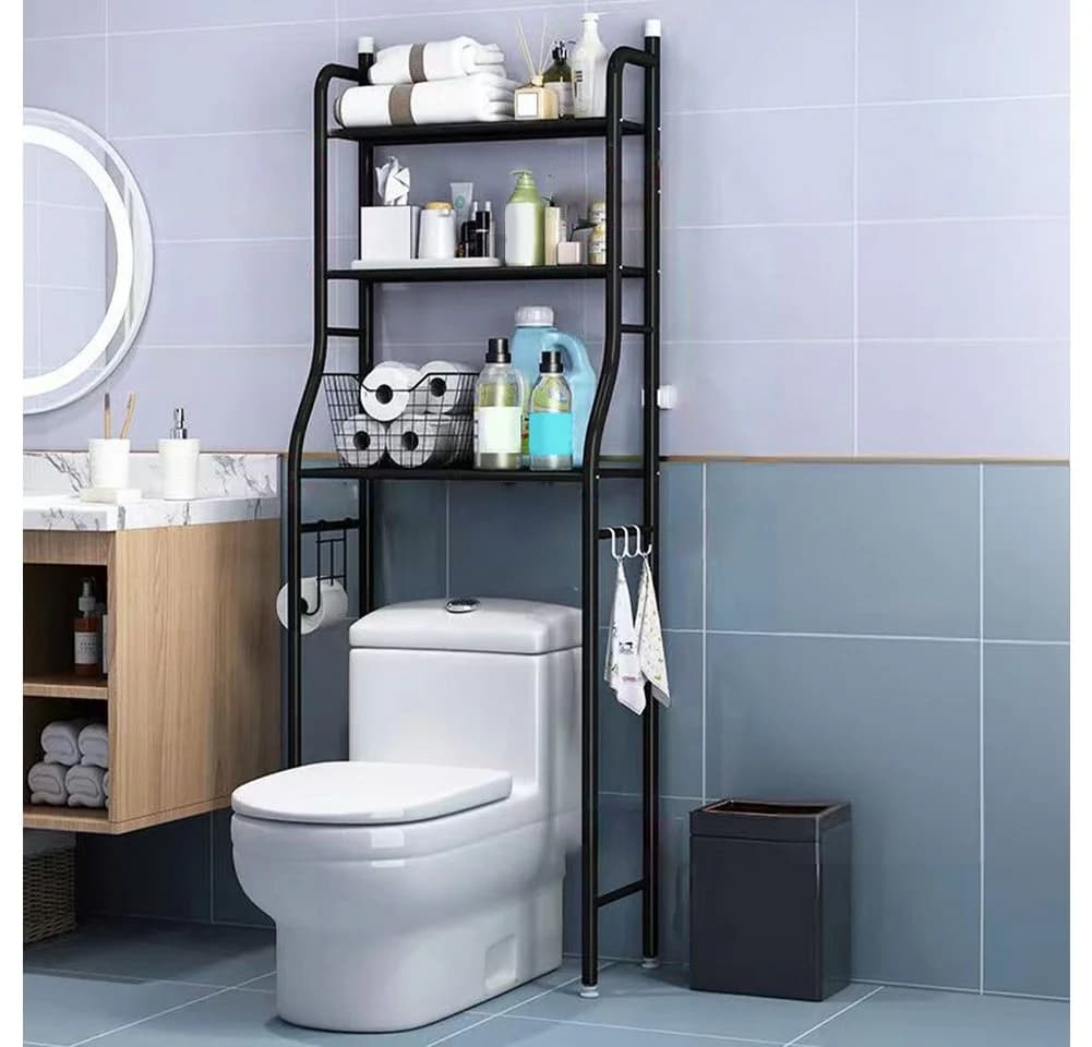 GarveeMore Badregal Metall-Organisationsregal über der Toilette mit abnehmbaren Handtuchhaken - Bild 2