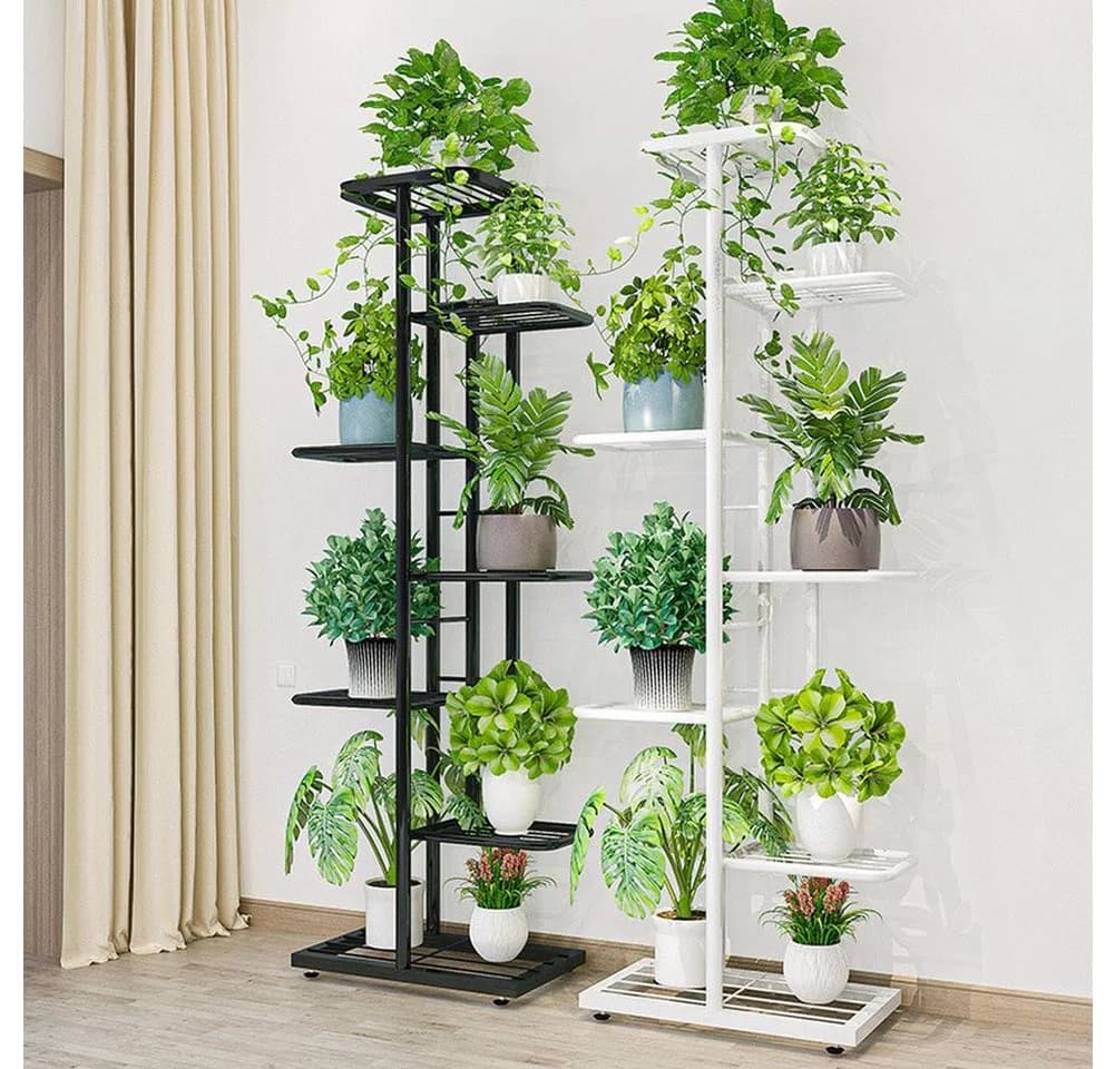 GarveeMore Blumenständer 7-Tier Schwarz Eisen Pflanzenständer
