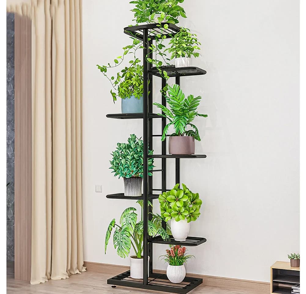 GarveeMore Blumenständer 7-Tier Schwarz Eisen Pflanzenständer - Bild 2