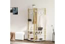 GarveeMore Metall-Eckgarderobe Weiß mit 6 Haken und Schuhregal Bild 3