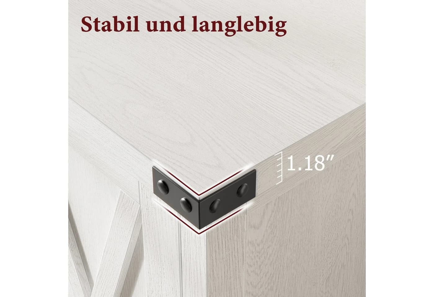 GarveeMore Sideboard Weiß 2 Türen Landhausstil - Bild 4