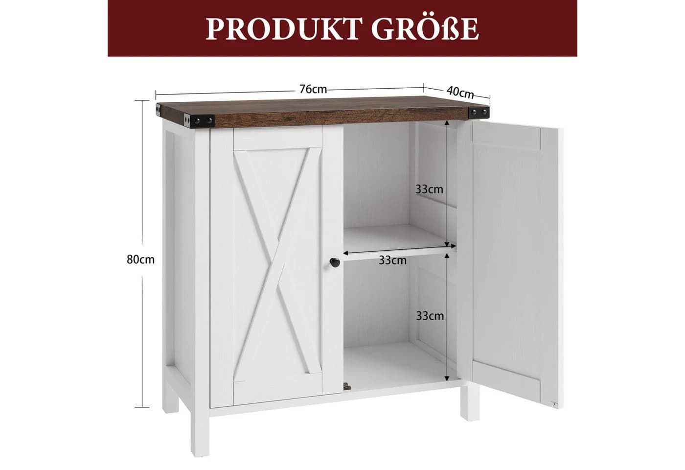 GarveeMore Sideboard Weiß Küchenschrank mit 2 Türen - Bild 3
