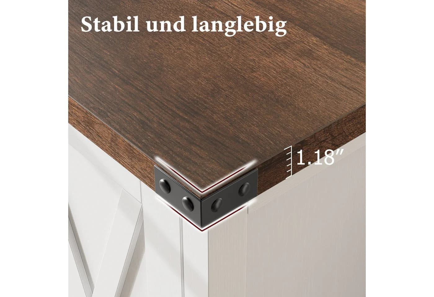 GarveeMore Sideboard Weiß Küchenschrank mit 2 Türen - Bild 4