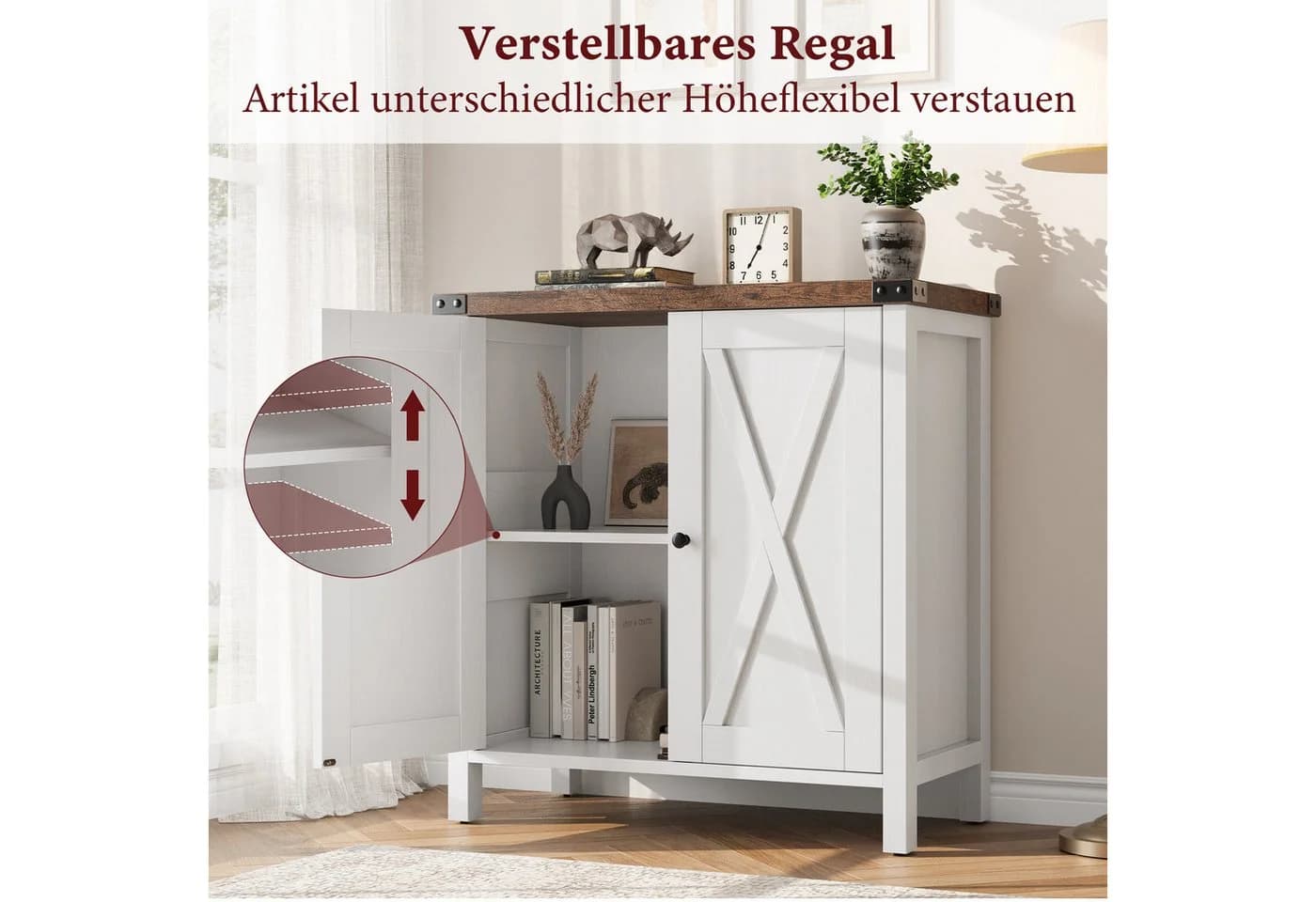GarveeMore Sideboard Weiß Küchenschrank mit 2 Türen - Bild 5