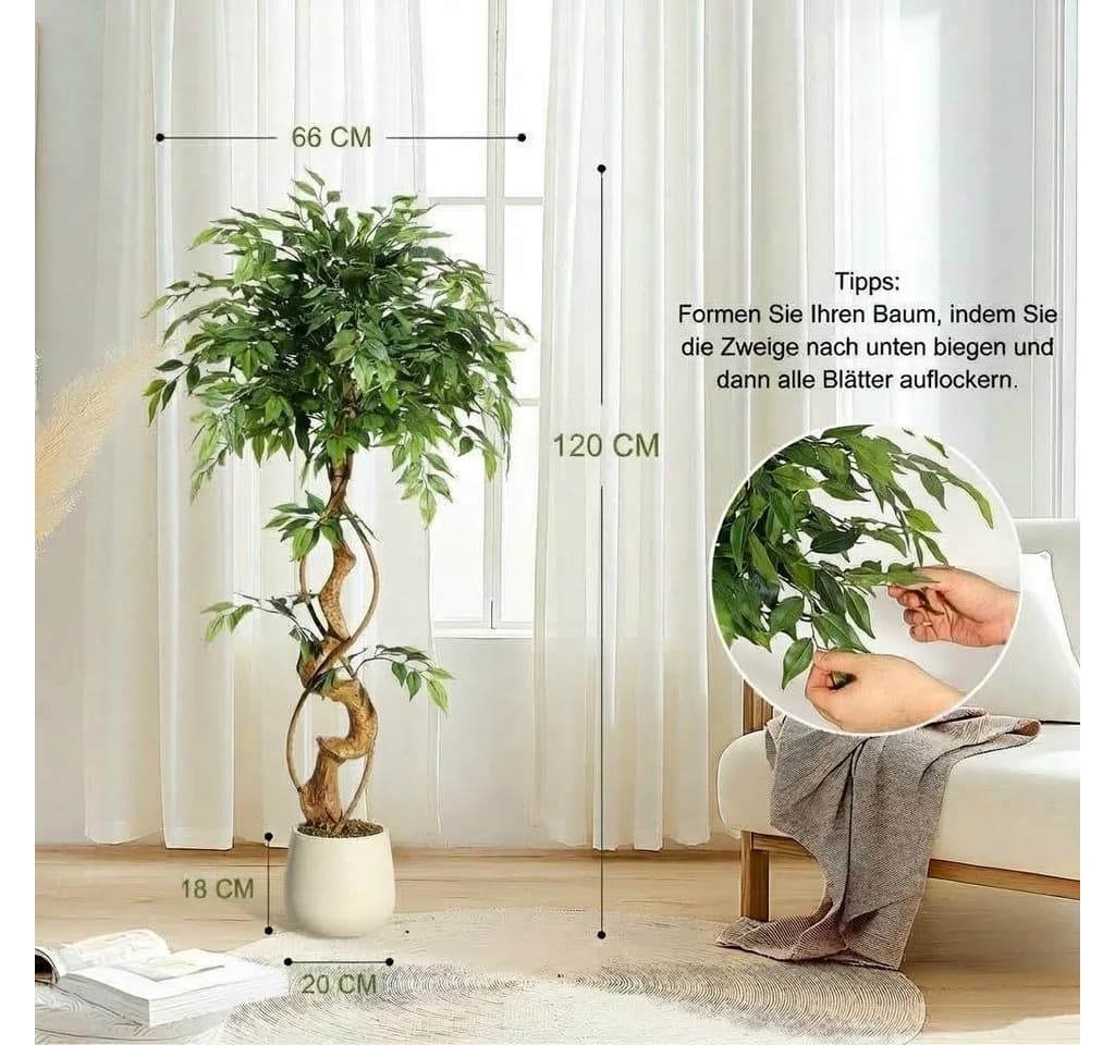 GarveeMore Kunstbaum 1.2/1.5/1.8m Ficus Baum - Bild 4
