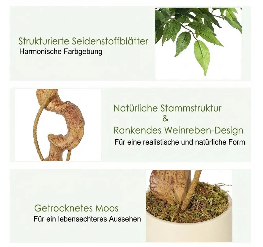 GarveeMore Kunstbaum 1.2/1.5/1.8m Ficus Baum - Bild 5