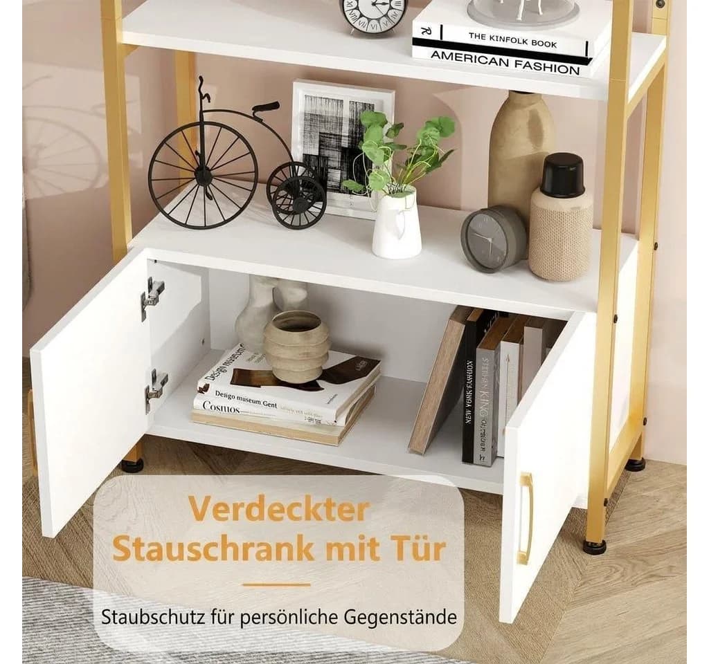 GarveeMore Bücherregal Gewölbt Weiß 181cm 4 Regale Metallrahmen - Bild 3