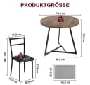 GarveeMore Essgruppe Runder Tisch 2 Stühle Grau MDF Stahl Bild 1