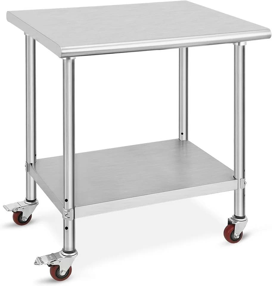 GarveeMore Arbeitstisch Edelstahl 3 Ablagen Rollen 76x61x89cm - Bild 2