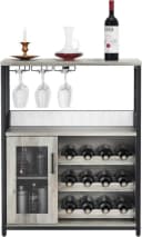 GarveeMore Weinschrank mit Glashalter und Netztür, industrielles Sideboard Bild 2