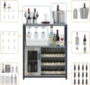 GarveeMore Weinschrank mit Glashalter und Netztür, industrielles Sideboard Bild 4