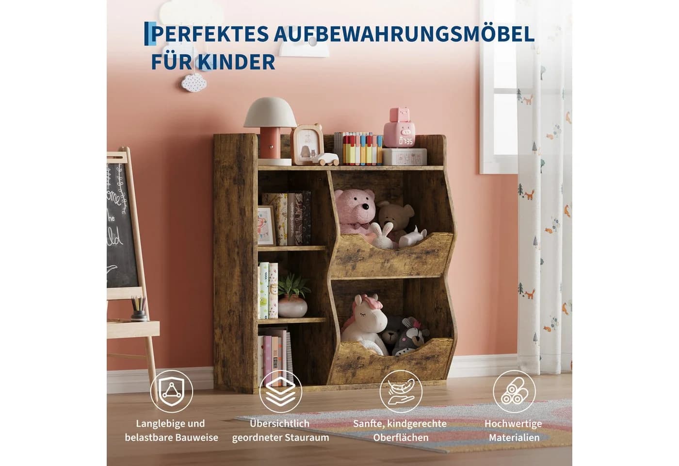 GarveeMore Kinderregal 5 Fächer Braun - Bild 3