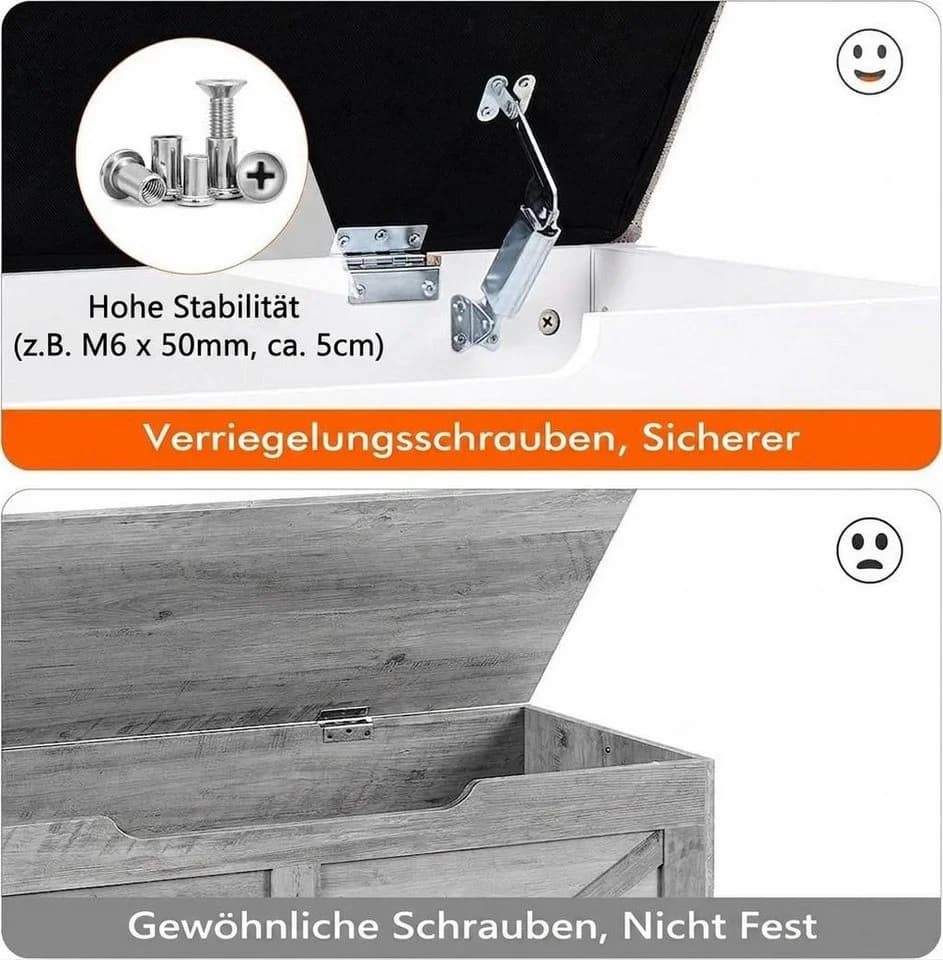 GarveeMore Sitztruhe mit Stauraum und gepolstertem Kissen weiß - Bild 5