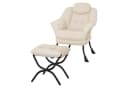 GarveeMore Ohrensessel Relaxsessel mit Hocker Beige Bild 2