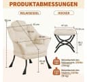 GarveeMore Ohrensessel Relaxsessel mit Hocker Beige Bild 3