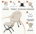 GarveeMore Ohrensessel Relaxsessel mit Hocker Beige Bild 5