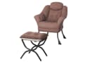 GarveeMore Ohrensessel Relaxsessel mit Hocker Braun Bild 2