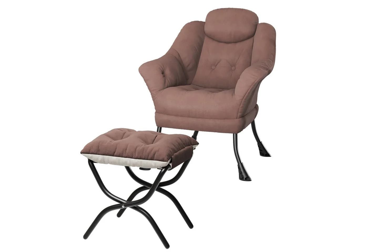 GarveeMore Ohrensessel Relaxsessel mit Hocker Braun - Bild 2