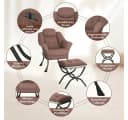GarveeMore Ohrensessel Relaxsessel mit Hocker Braun Bild 4