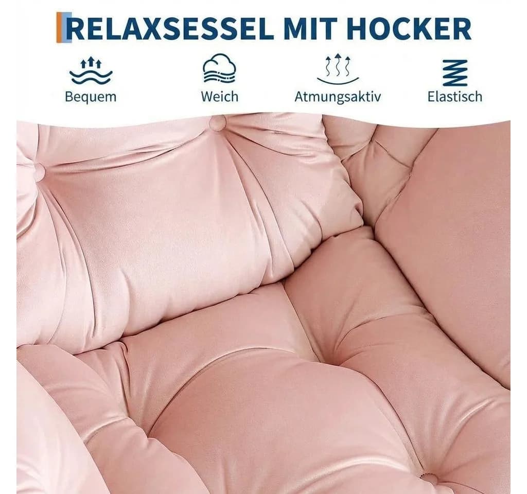 GarveeMore Ohrensessel Relaxsessel mit Hocker Polstersessel Faulsesse - Bild 4
