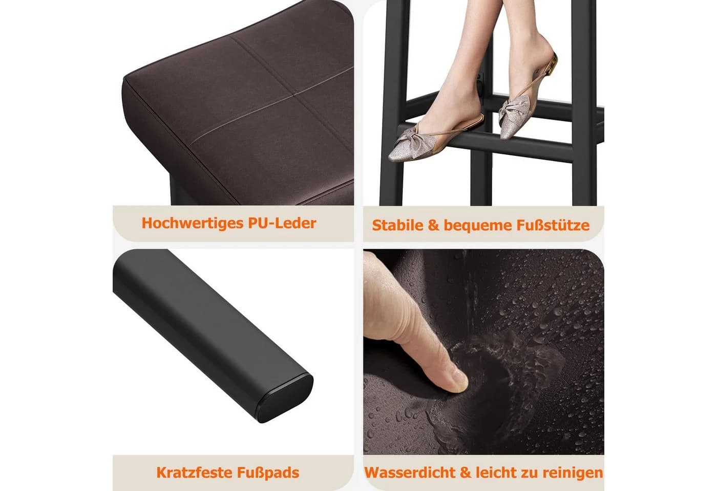 GarveeMore Barhocker 2er Set Braun PU-Leder Metallgestell - Bild 5