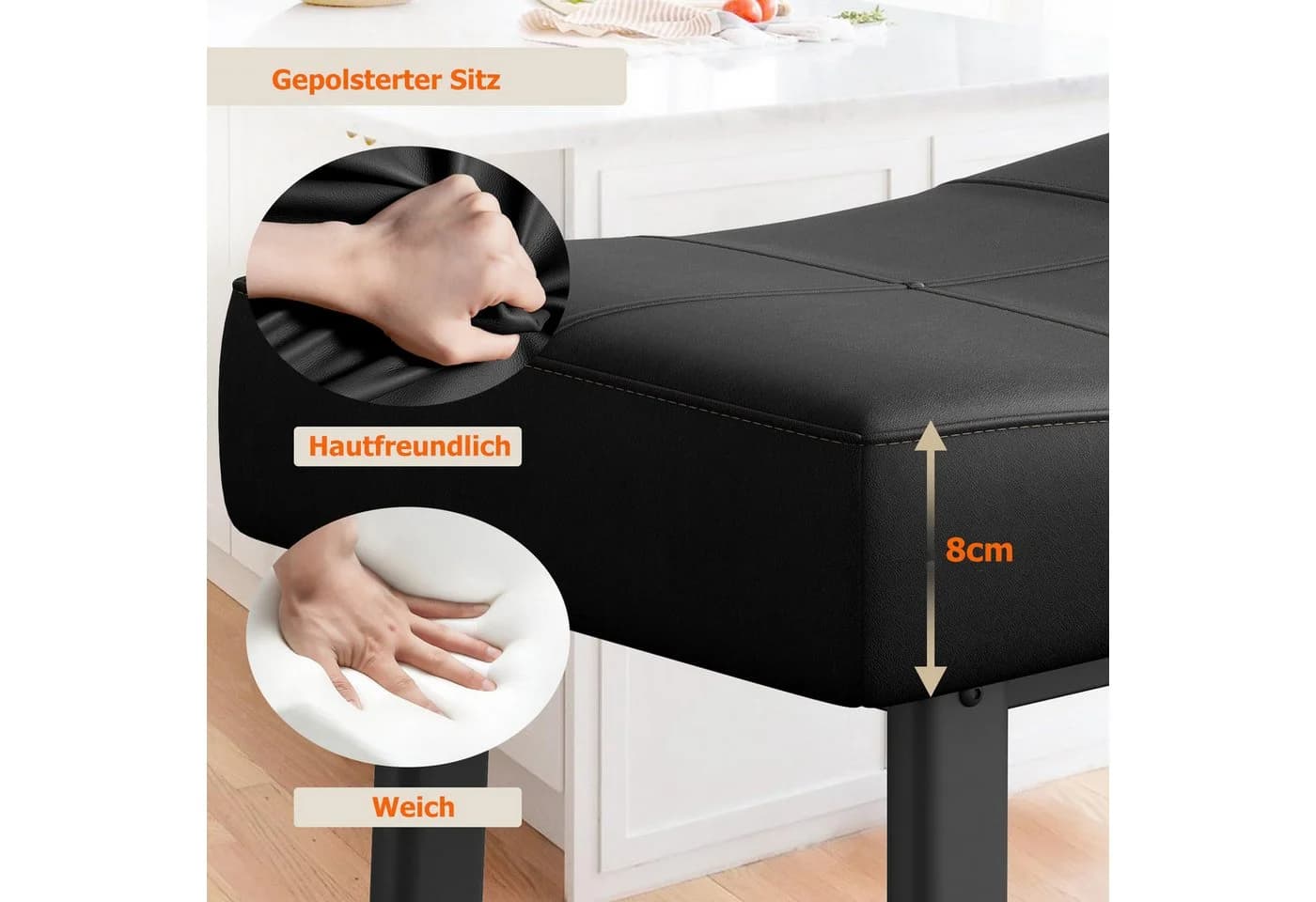GarveeMore Barhocker 2er Set PU-Leder Schaumstoffpolsterung - Bild 4