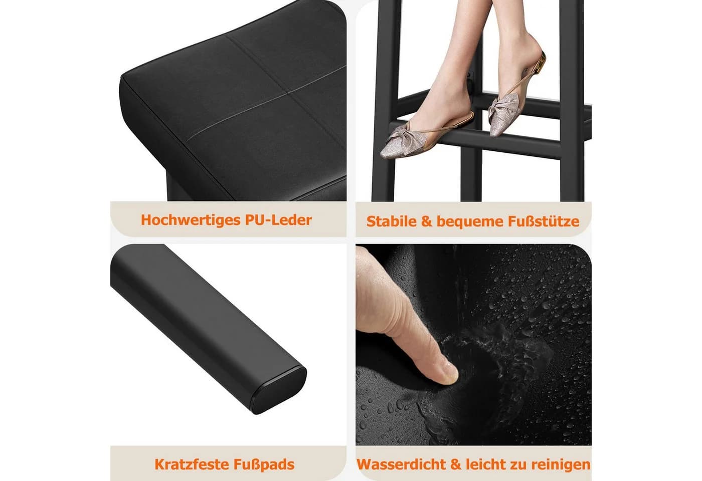 GarveeMore Barhocker 2er Set PU-Leder Schaumstoffpolsterung - Bild 5