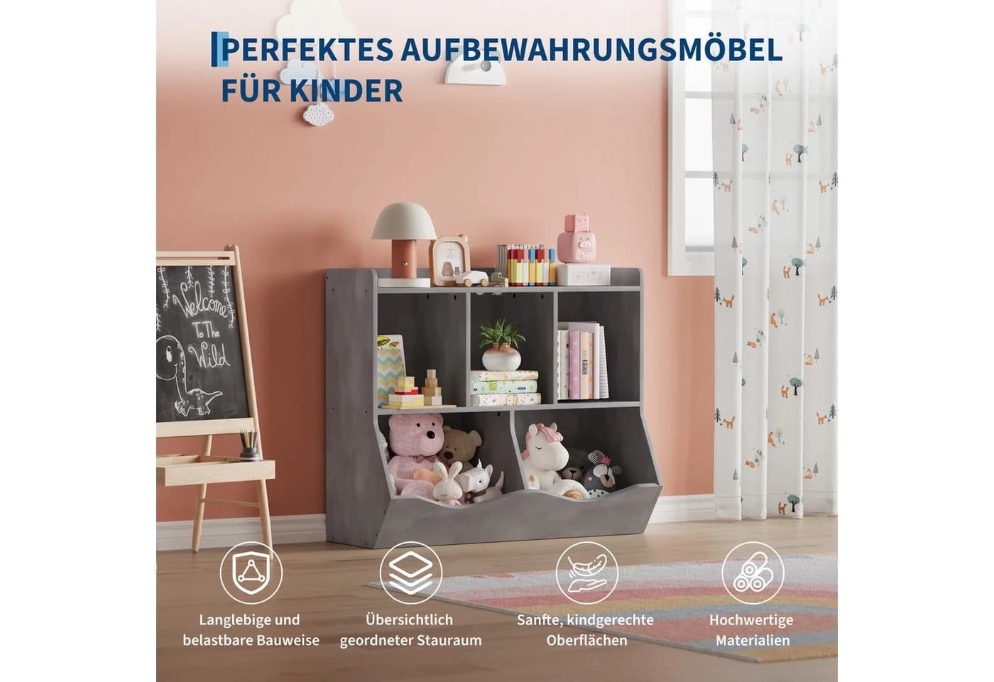 GarveeMore Kinderregal Spielzeugregal mit 5 Fächern - Bild 4