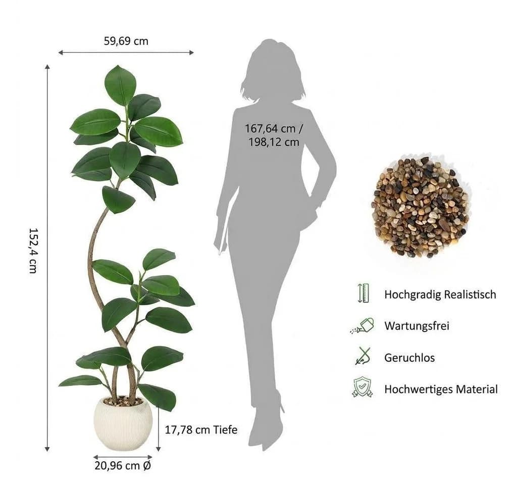 Künstlicher Geigenfeigenbaum GarveeMore 150 cm - Bild 3