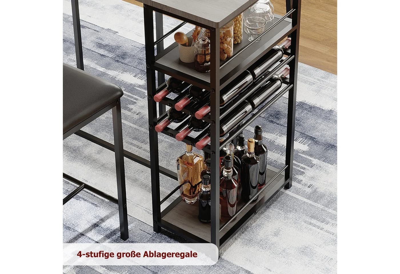 GarveeMore Bartisch-Set mit 3 Ablagen und 2 Stühlen - Bild 4